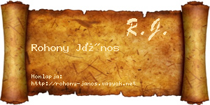 Rohony János névjegykártya